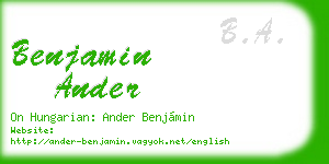 benjamin ander business card